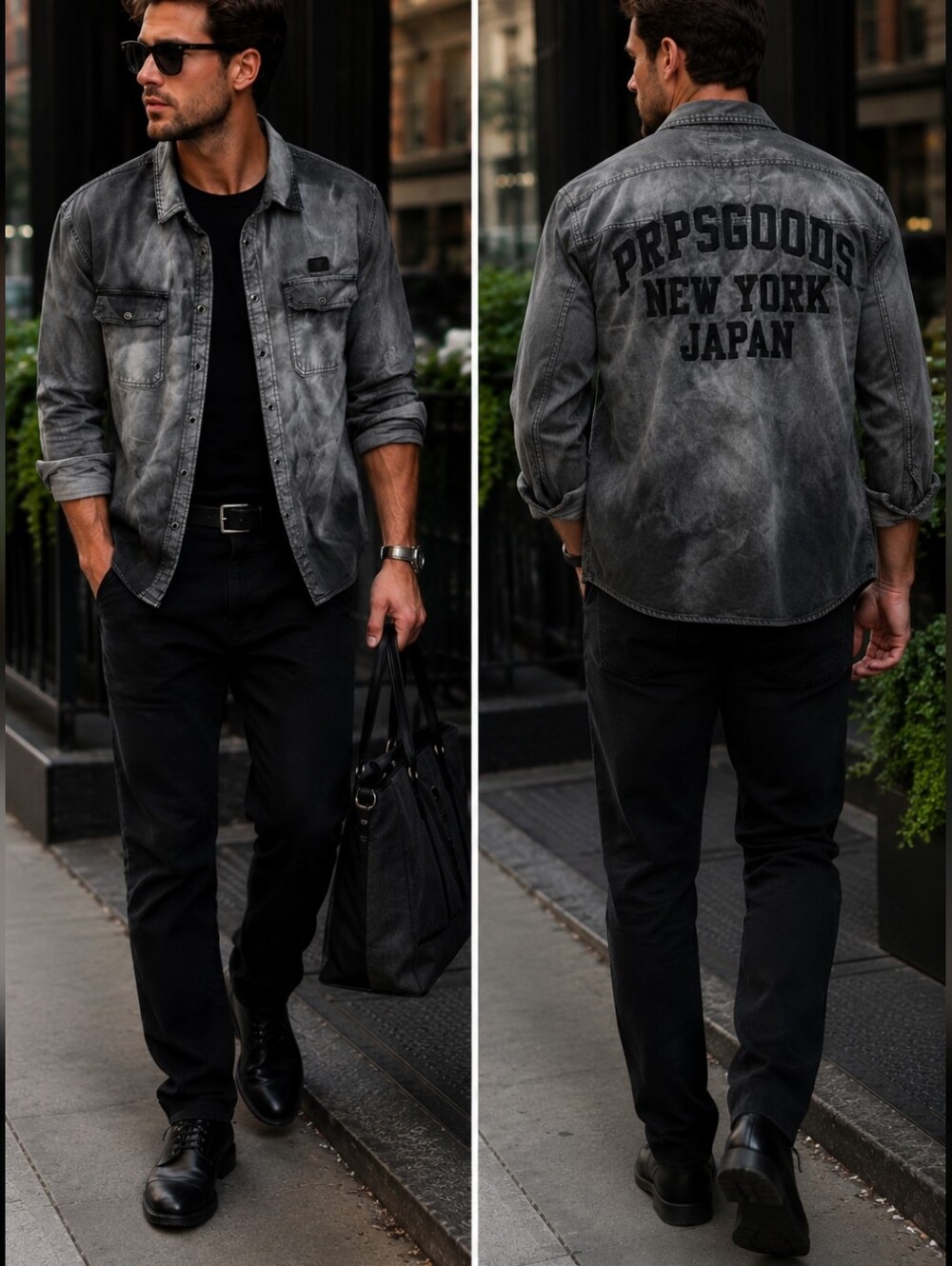 Rare PRPS Goods Gray Acid Wash Snap Shirt Jacket XL Y2K Grunge